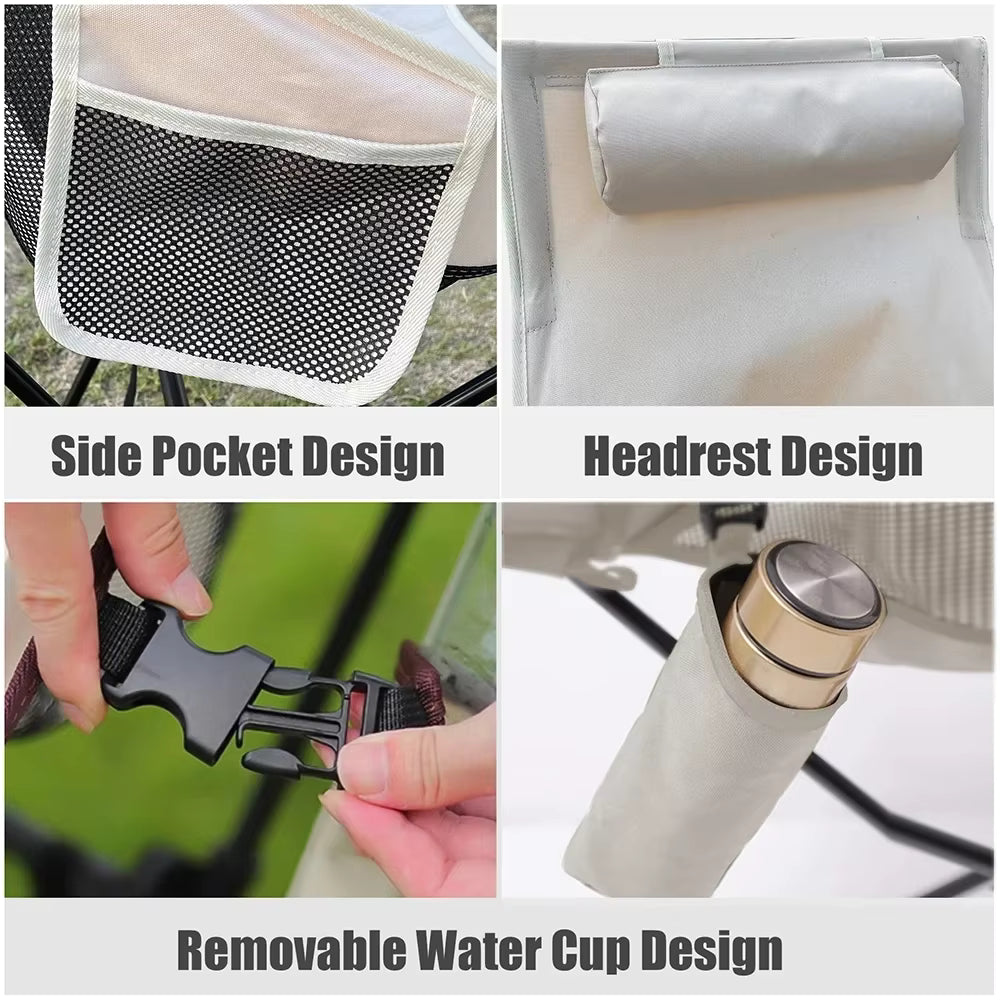 WEST TUNE Folding Camping Chair with Headrest