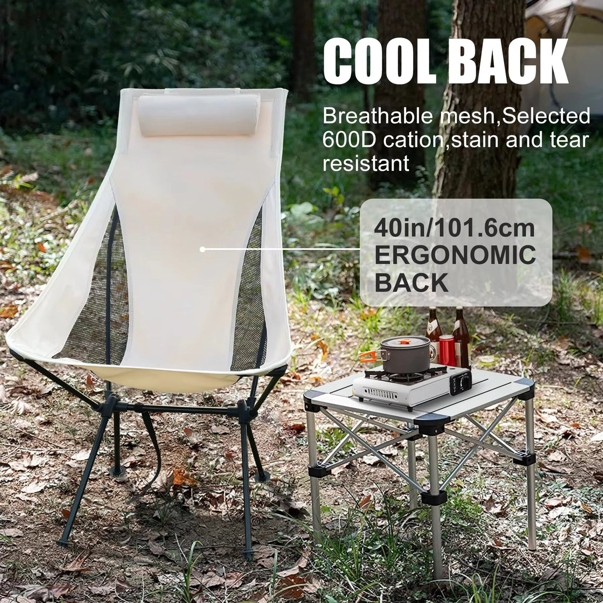 WEST TUNE Folding Camping Chair with Headrest