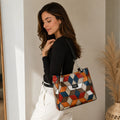 Retro Colorblock Tote Shoulder Bag